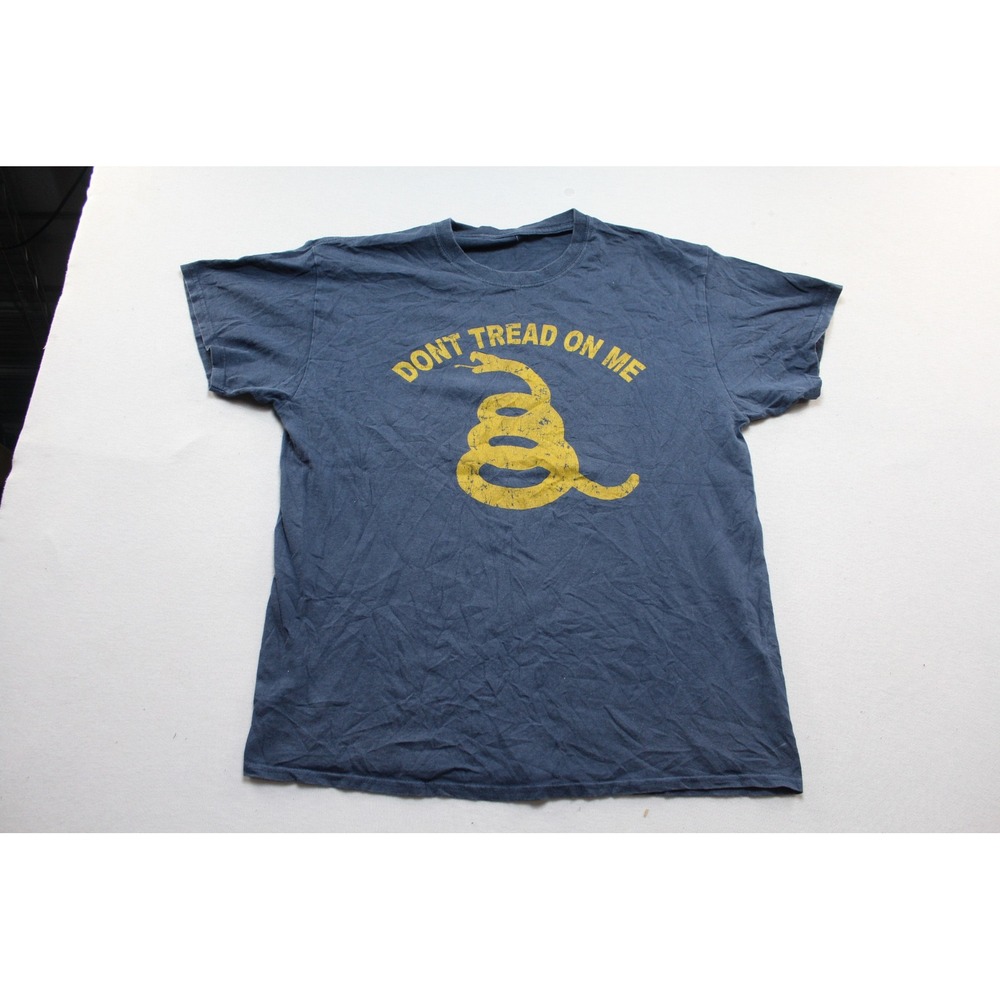 Unbranded Gadsden Flag Graphic Tee Men Large Blue Excellent Distressed Snake